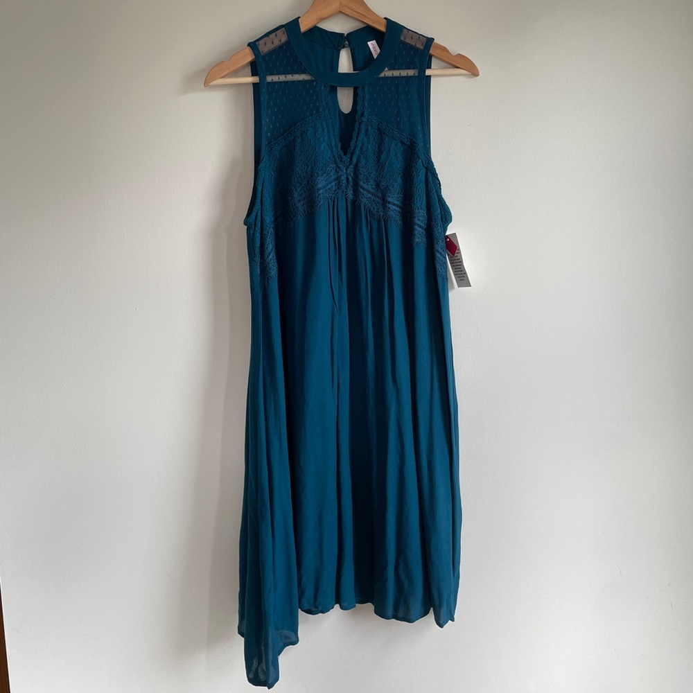 NWT Turquoise Xhilaration Lace Accented Sleeveless Dress